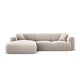 Canapea bej deschis cu colt din catifea 260 cm Nolio Left
