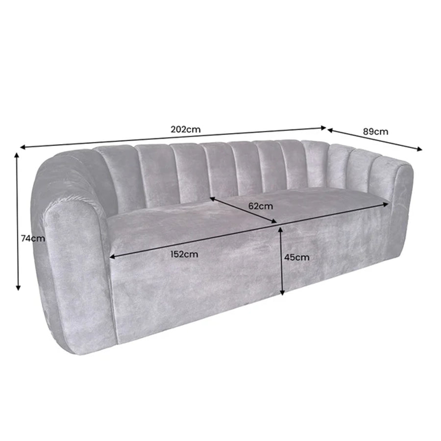 Canapea bej din catifea 200 cm Babylon