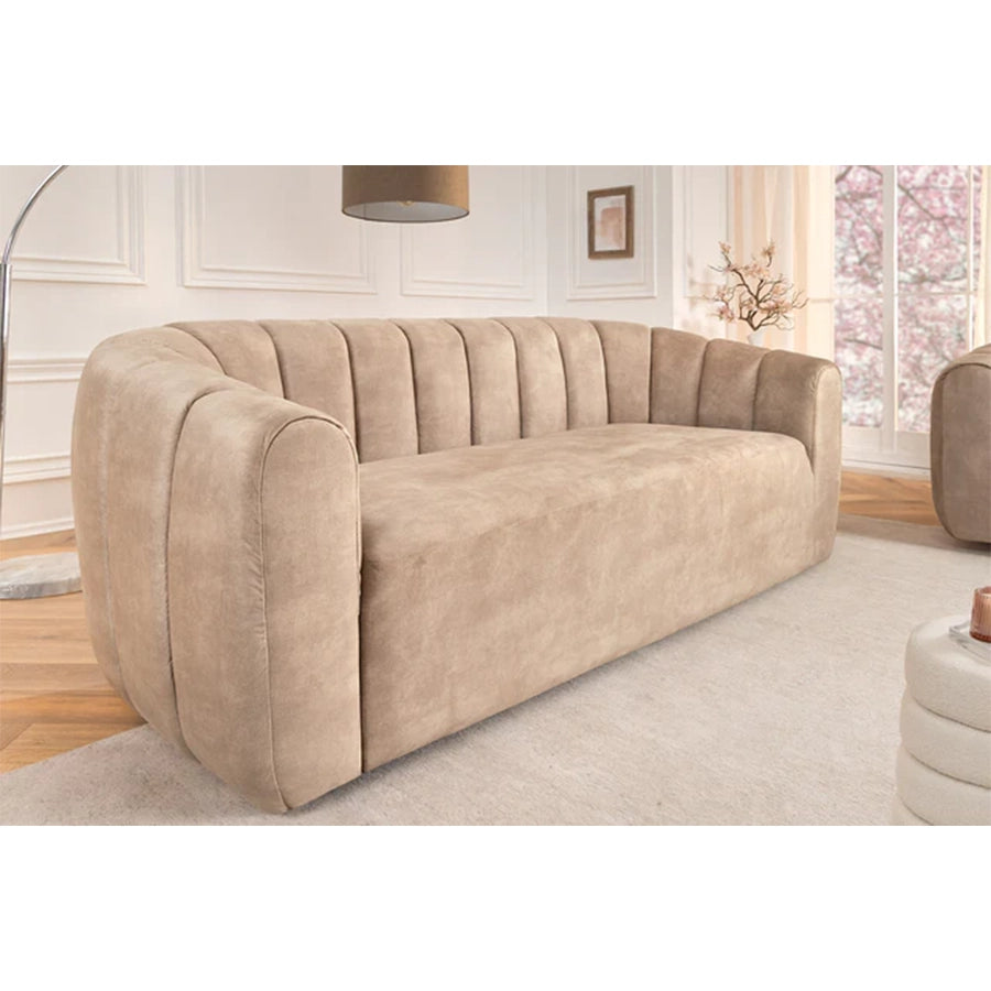 Canapea bej din catifea 200 cm Babylon