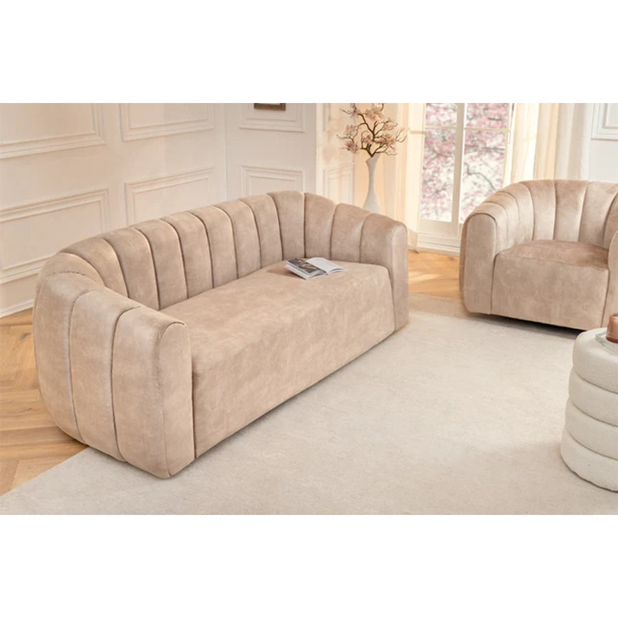 Canapea bej din catifea 200 cm Babylon
