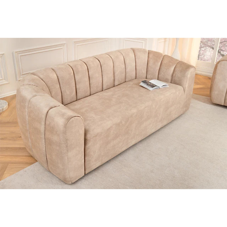 Canapea bej din catifea 200 cm Babylon