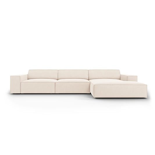 Canapea bej din catifea cu colt Right Jodie