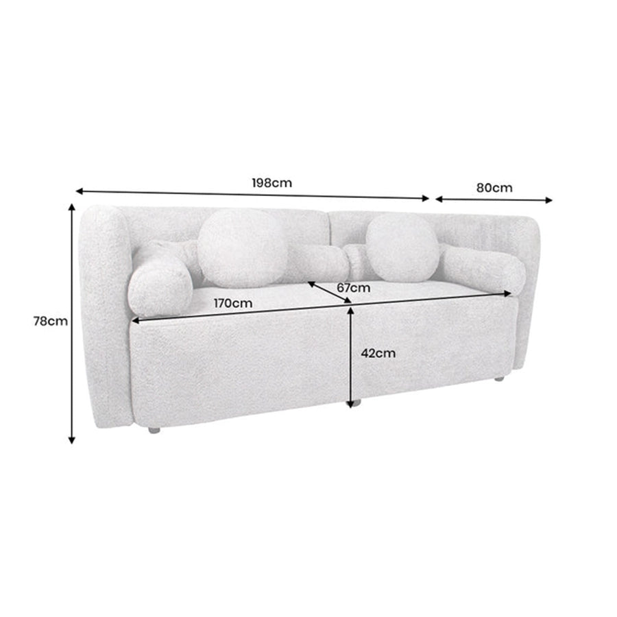 Canapea bej din material buclat 200 cm Art Deco