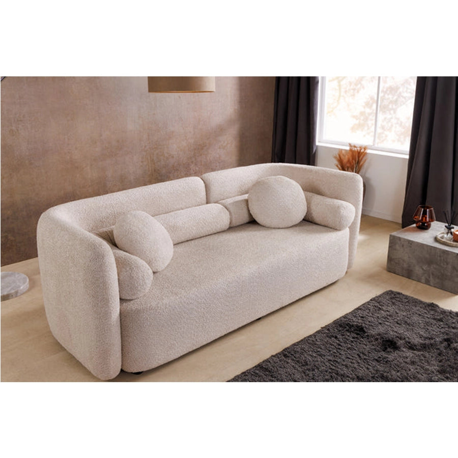 Canapea bej din material buclat 200 cm Art Deco