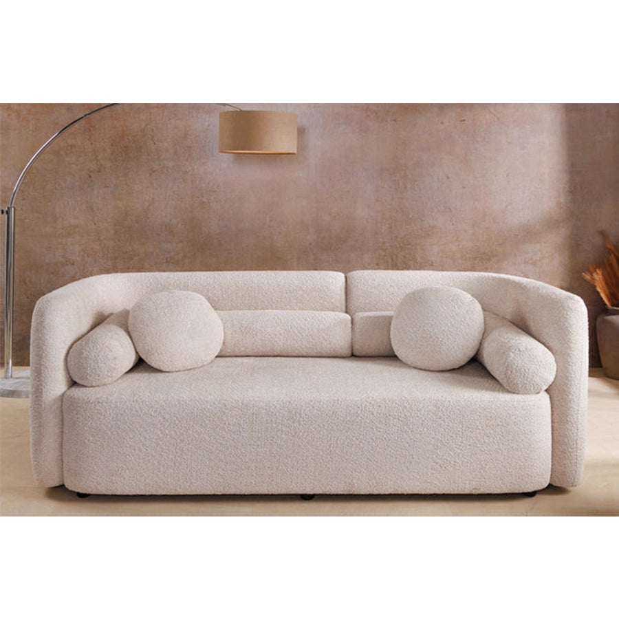 Canapea bej din material buclat 200 cm Art Deco