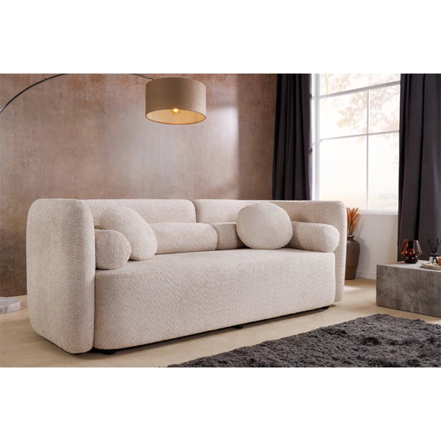 Canapea bej din material buclat 200 cm Art Deco