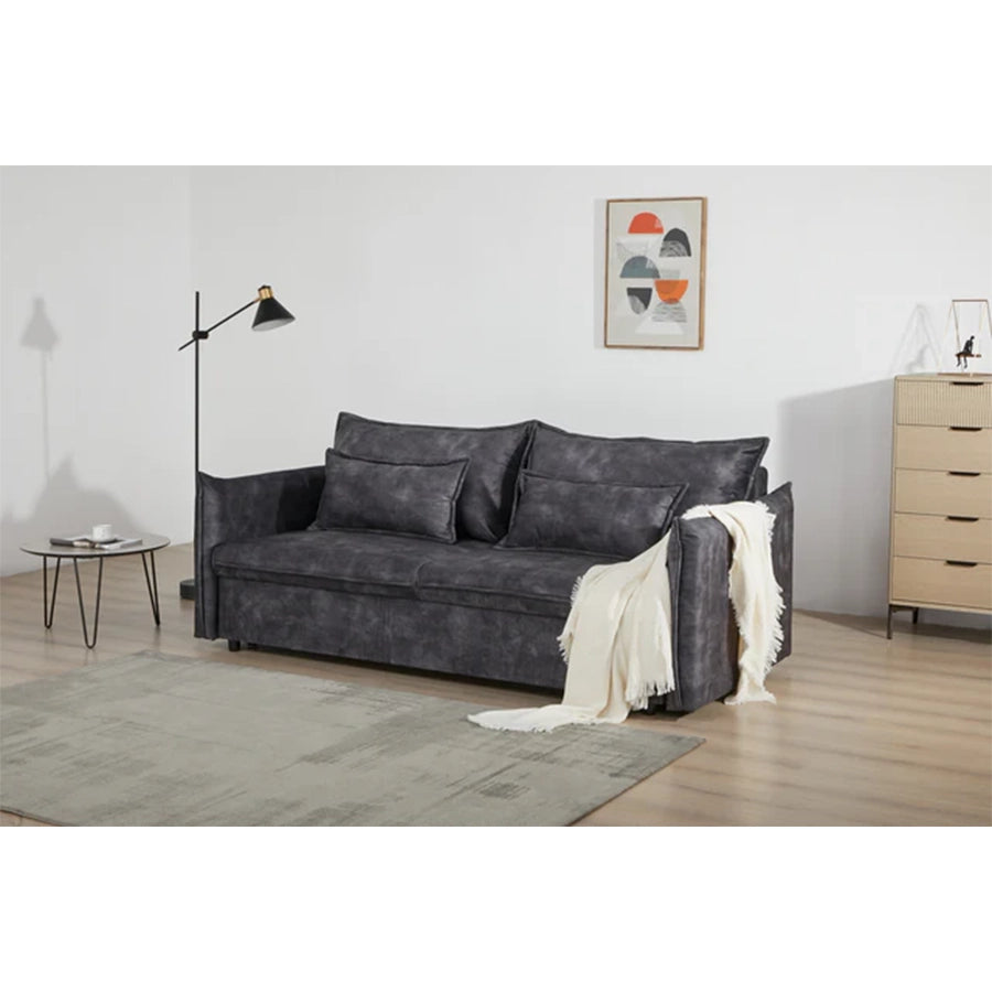 Canapea gri extensibila din catifea 215 cm Apartment