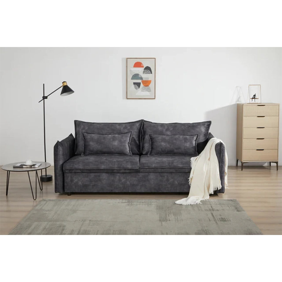 Canapea gri extensibila din catifea 215 cm Apartment