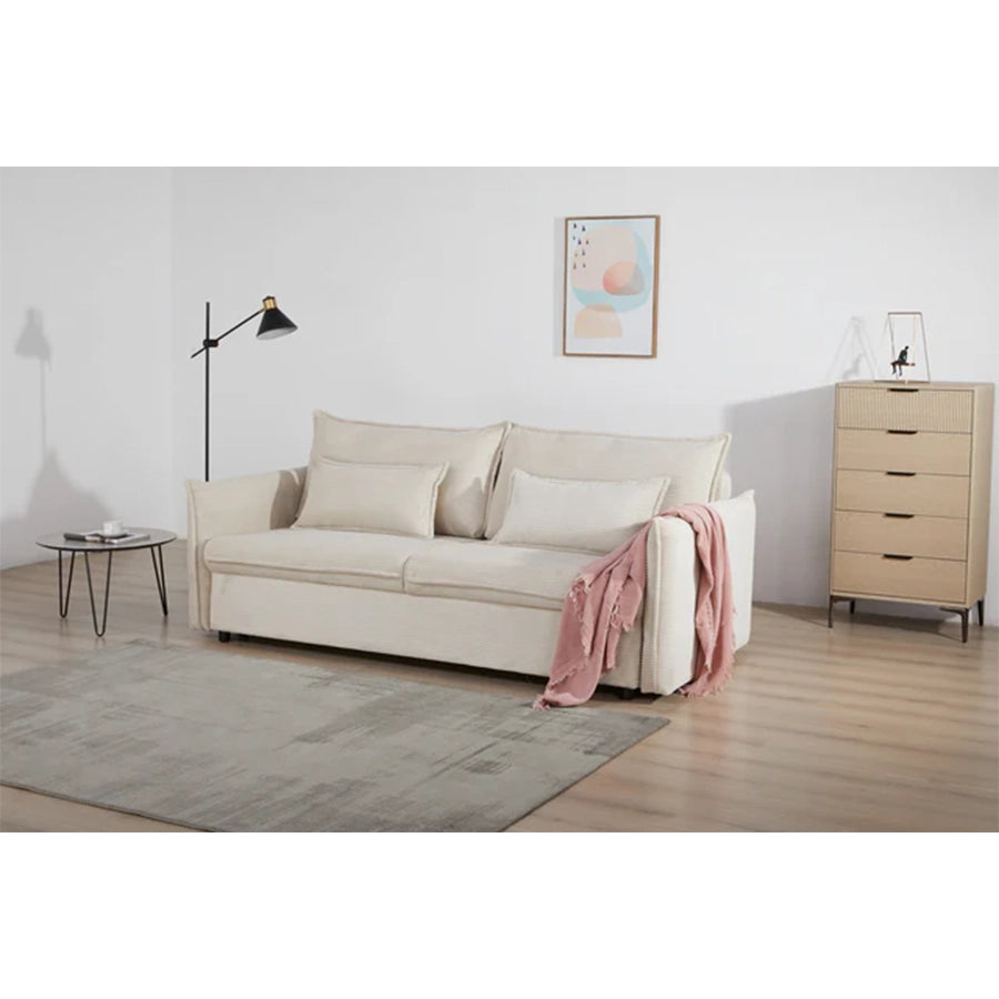 Canapea bej extensibila din poliester 215 cm Apartment