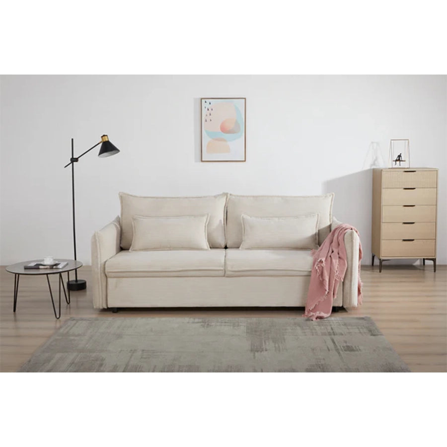 Canapea bej extensibila din poliester 215 cm Apartment