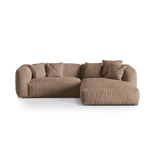 Canapea bej inchis din catifea cu colt Small Right Martina