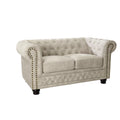 Canapea champagne din catifea 150 cm Chesterfield