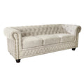 Canapea champagne din catifea 200 cm Chesterfield