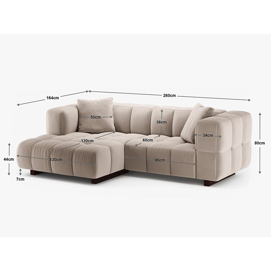 Canapea cu colt extensibila roz din catifea Left Opus
