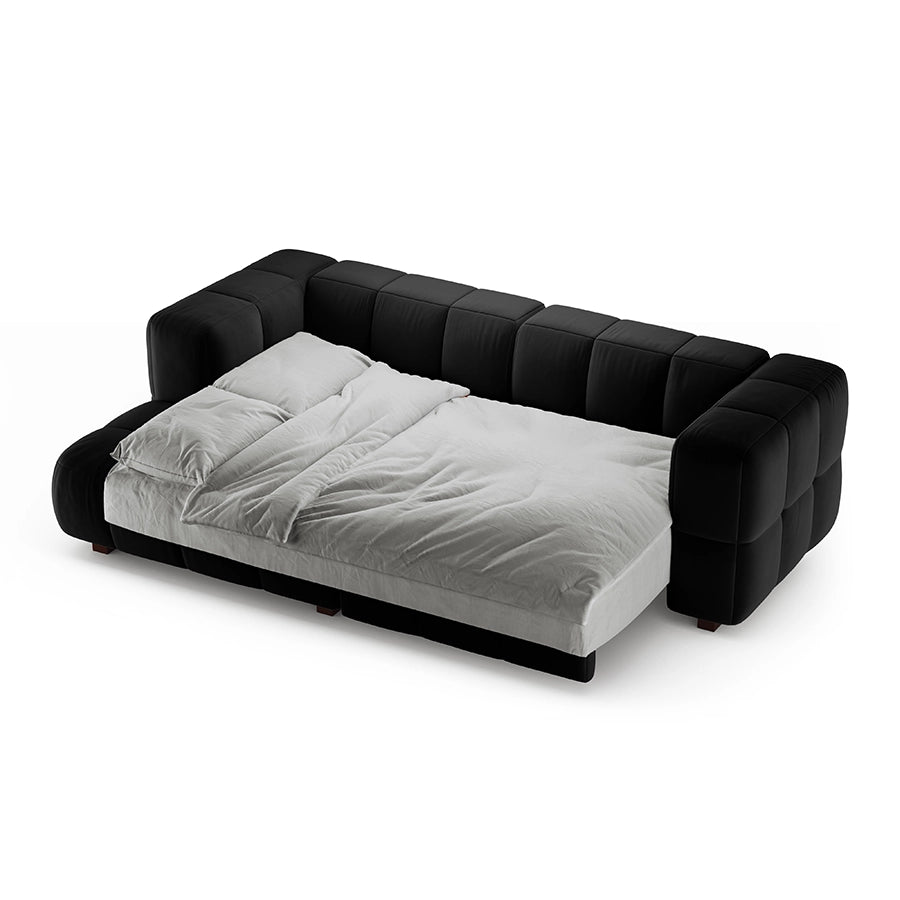 Canapea cu colt extensibila neagra din catifea Left Opus