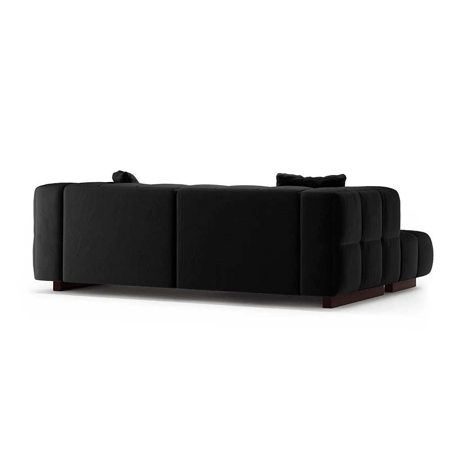 Canapea cu colt extensibila neagra din catifea Left Opus