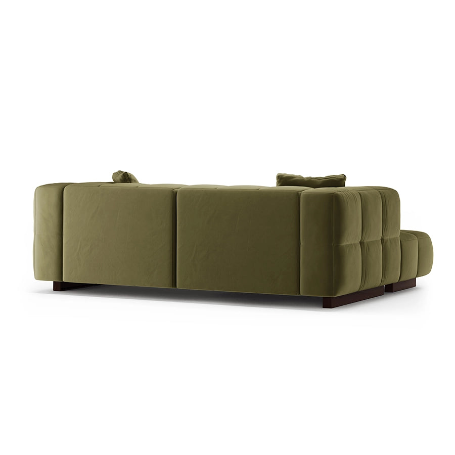 Canapea cu colt extensibila verde din catifea Left Opus