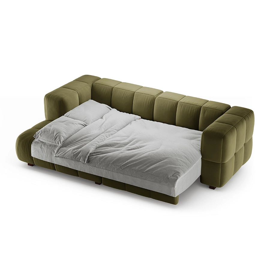 Canapea cu colt extensibila verde din catifea Left Opus