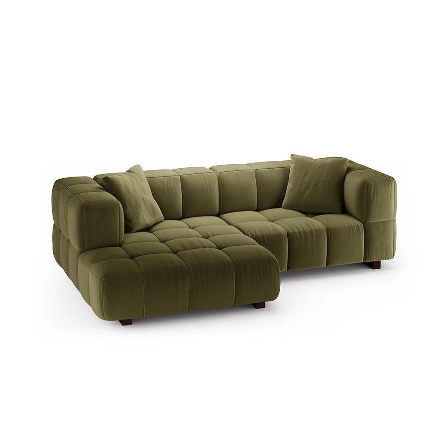 Canapea cu colt extensibila verde din catifea Left Opus