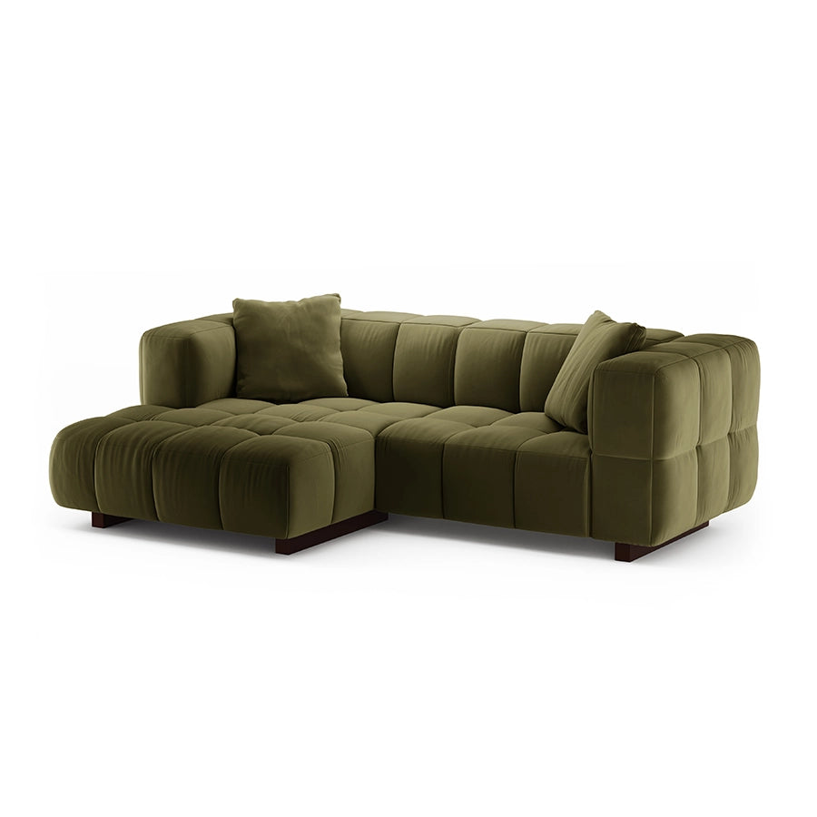 Canapea cu colt extensibila verde din catifea Left Opus