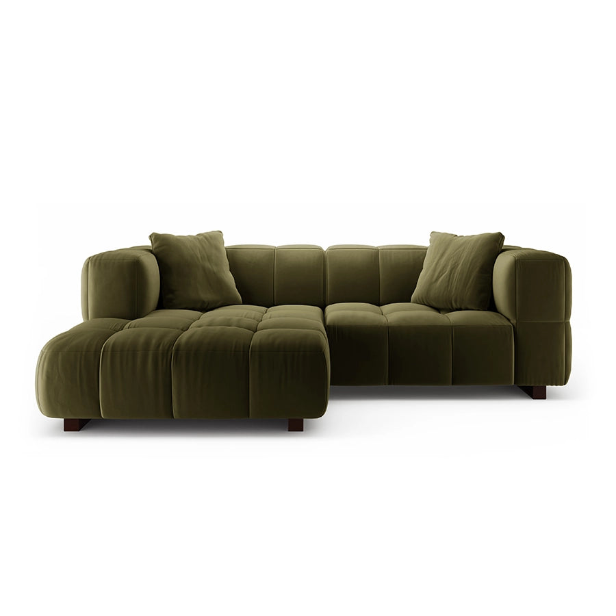 Canapea cu colt extensibila verde din catifea Left Opus