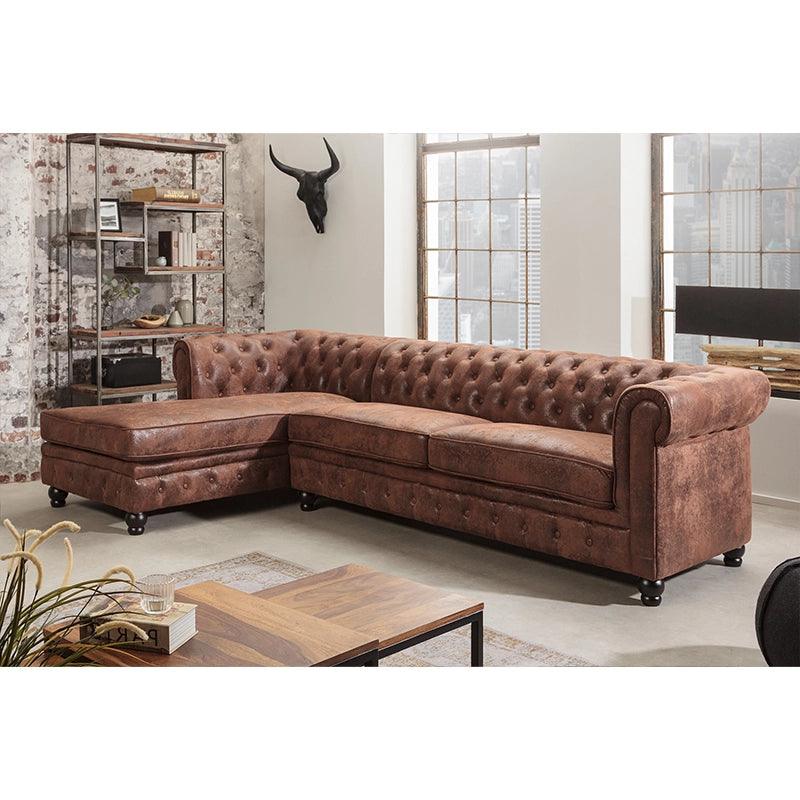 Canapea cu colt maro Chesterfield Left Invicta Interior - Poetic Store