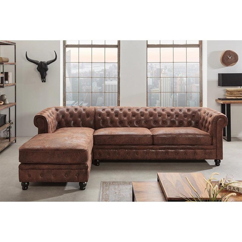 Canapea cu colt maro Chesterfield Left Invicta Interior - Poetic Store