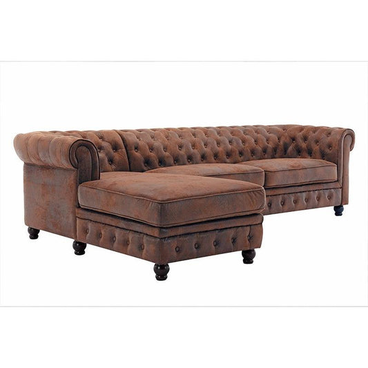 Canapea cu colt maro Chesterfield Left Invicta Interior - Poetic Store