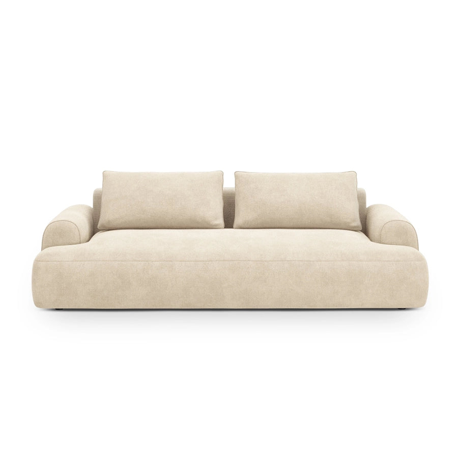 Canapea extensibila bej deschis din catifea Bona