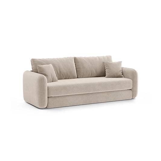 Canapea extensibila bej din catifea Dormi