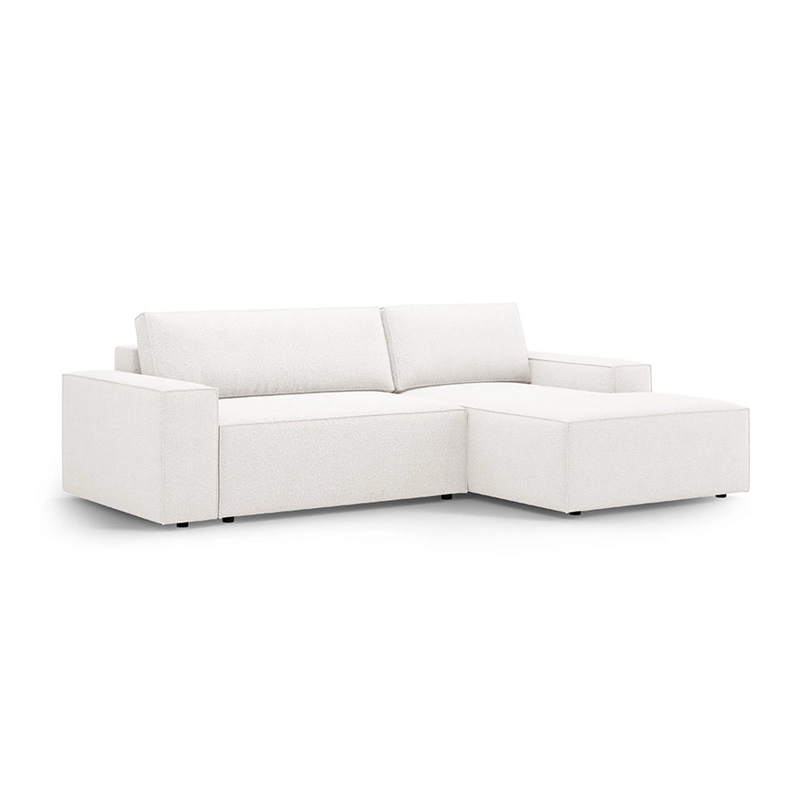 Canapea extensibila cu colt alba Jodie Boucle Right