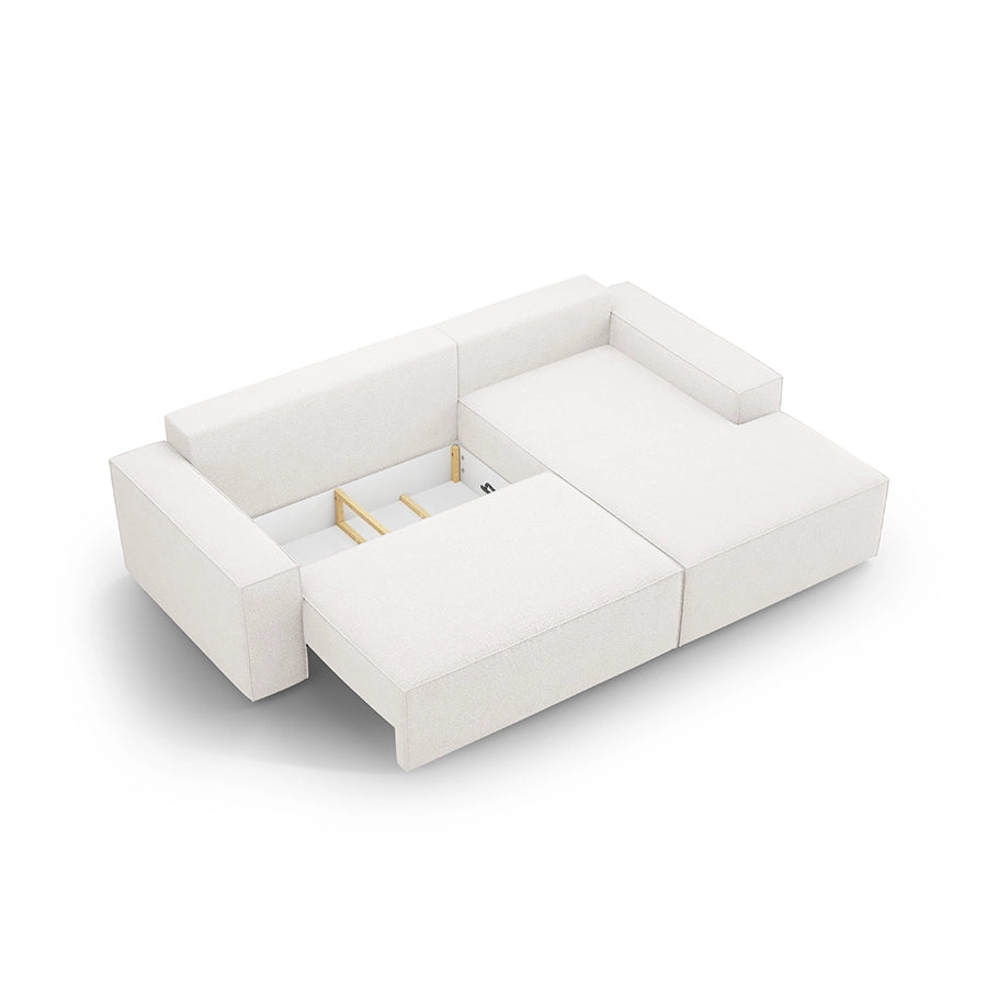 Canapea extensibila cu colt alba Jodie Boucle Right