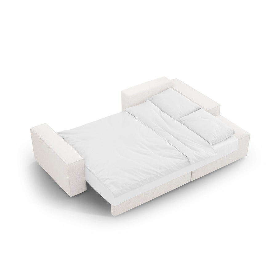 Canapea extensibila cu colt alba Jodie Boucle Right