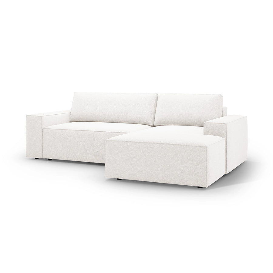 Canapea extensibila cu colt alba Jodie Boucle Right
