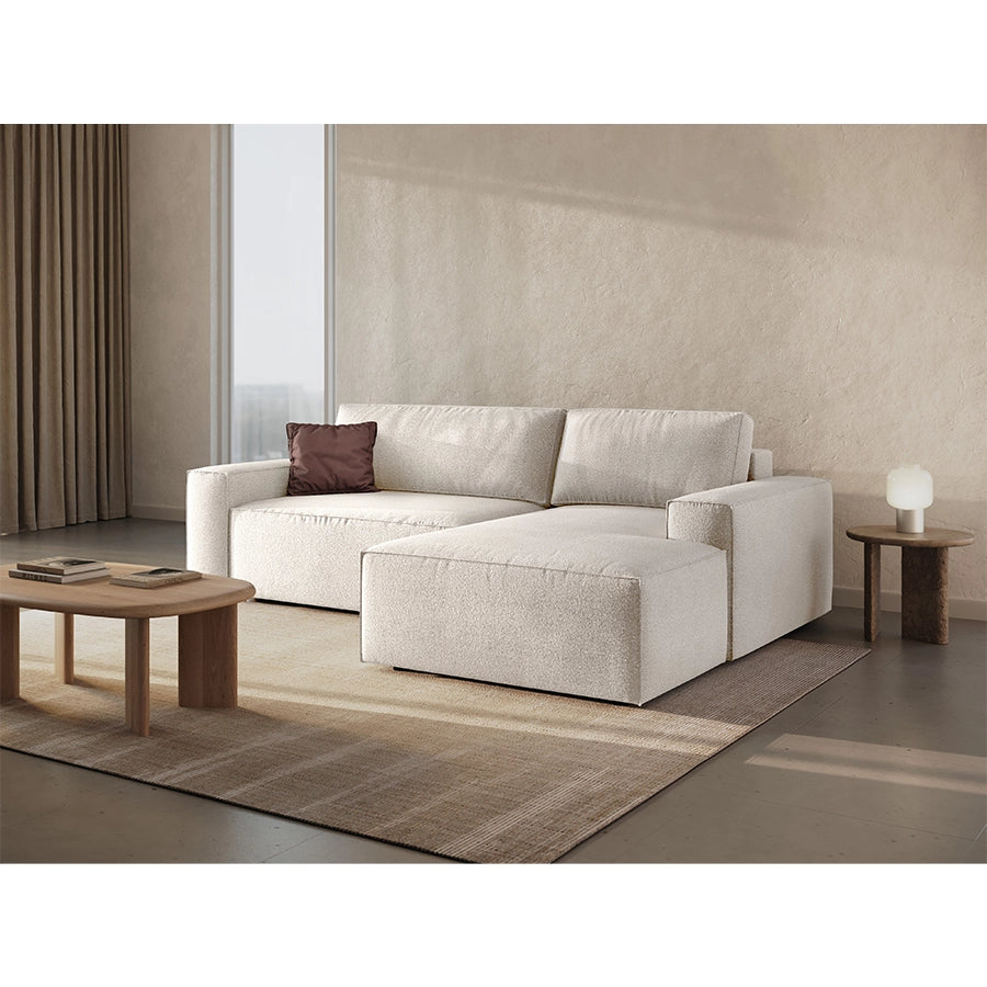 Canapea extensibila cu colt alba Jodie Boucle Right