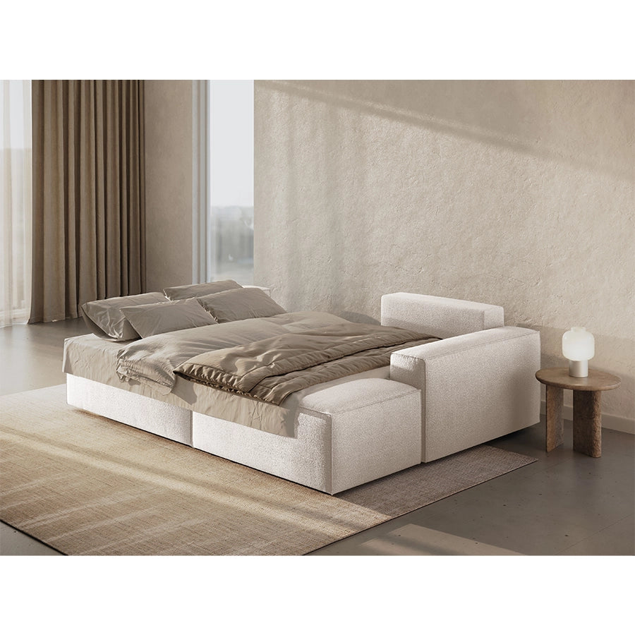 Canapea extensibila cu colt alba Jodie Boucle Right