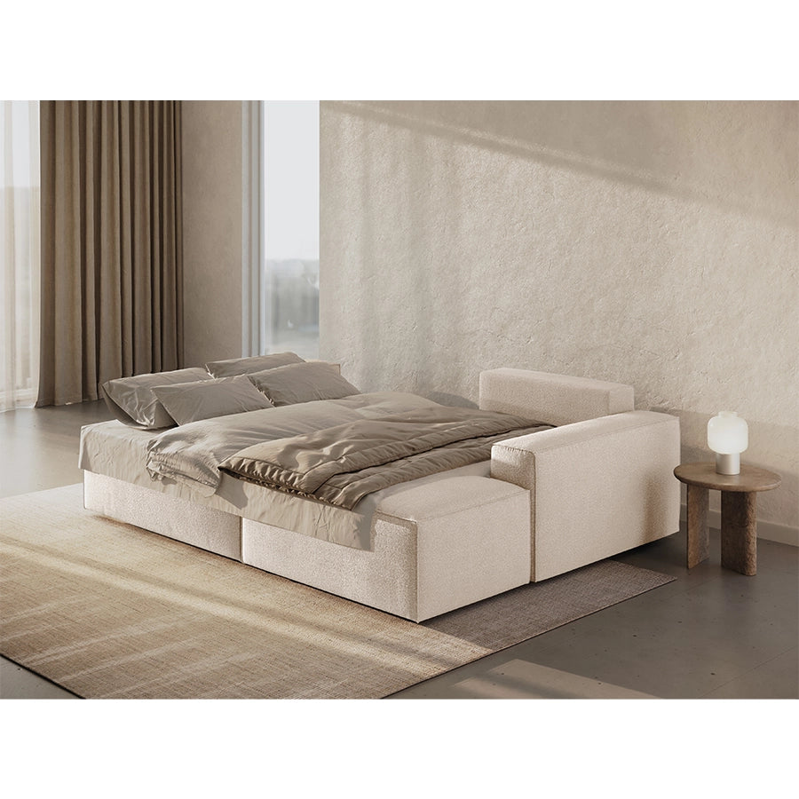 Canapea extensibila cu colt bej Jodie Boucle Right