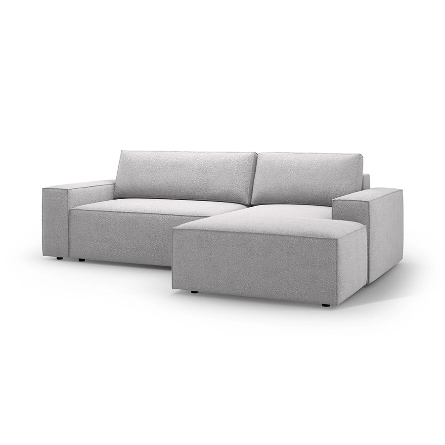 Canapea extensibila cu colt gri deschis Jodie Boucle Right