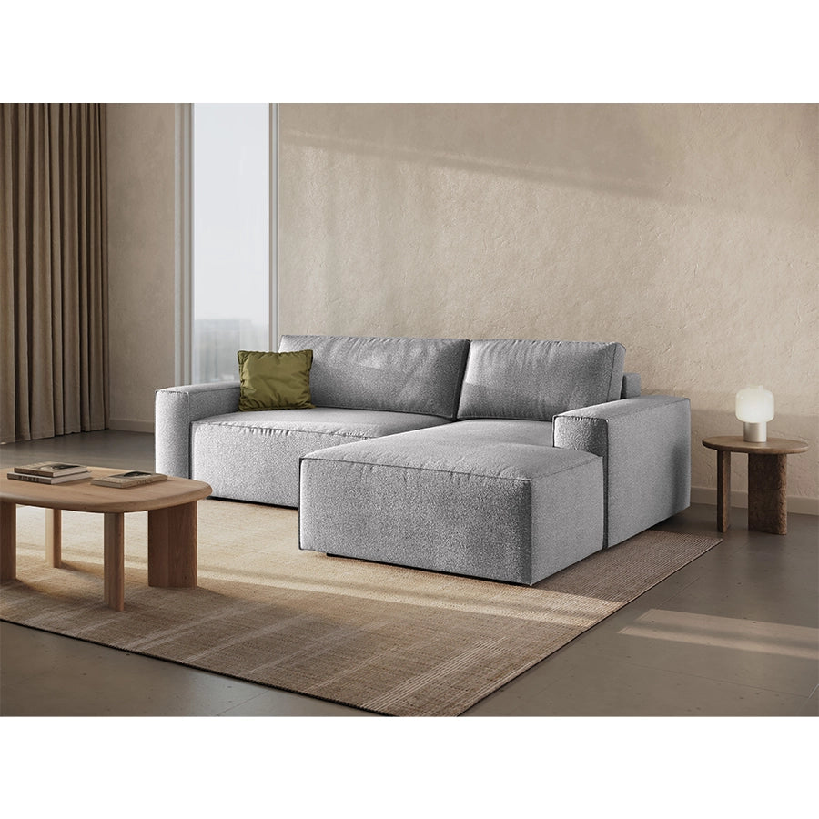 Canapea extensibila cu colt gri deschis Jodie Boucle Right