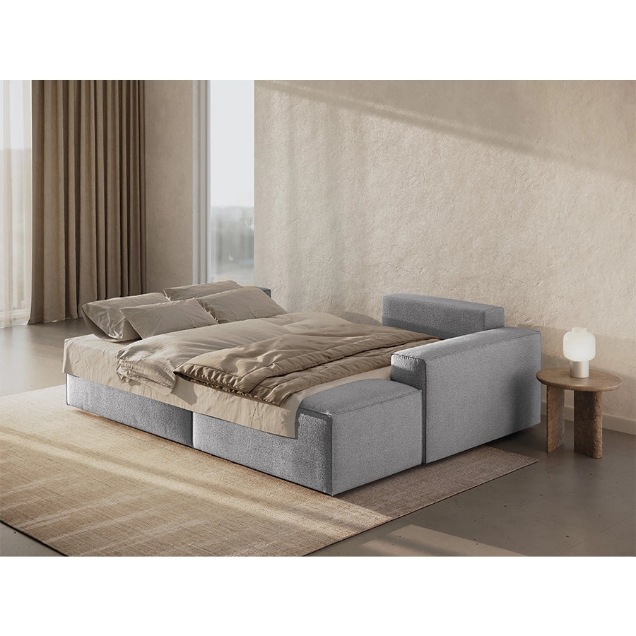 Canapea extensibila cu colt gri deschis Jodie Boucle Right
