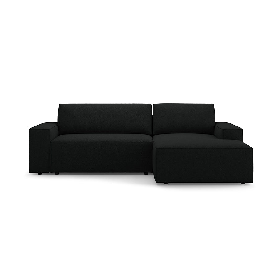 Canapea extensibila cu colt neagra Jodie Boucle Right