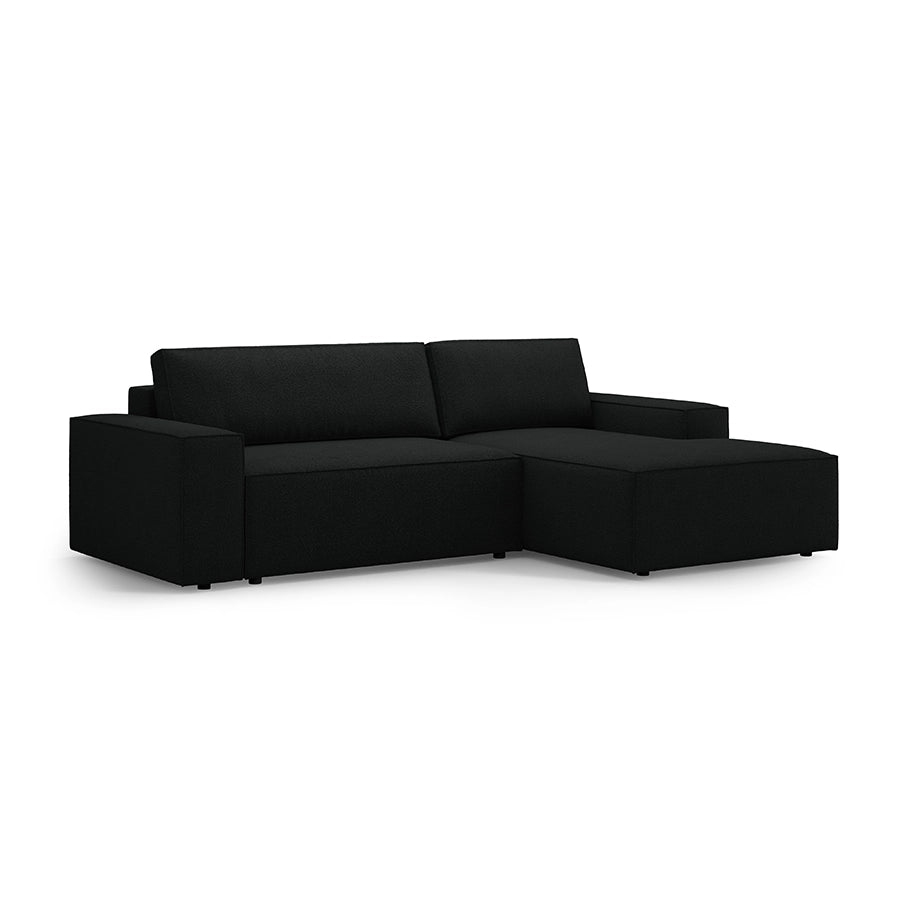 Canapea extensibila cu colt neagra Jodie Boucle Right