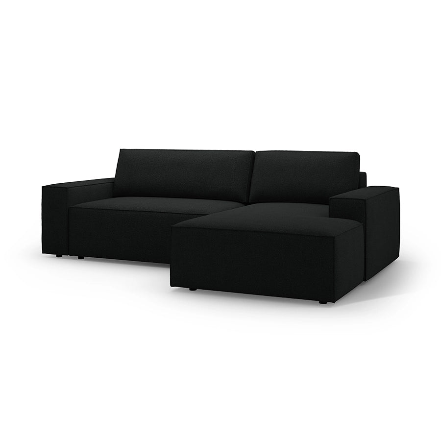 Canapea extensibila cu colt neagra Jodie Boucle Right