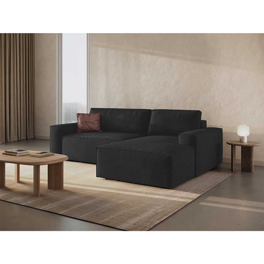 Canapea extensibila cu colt neagra Jodie Boucle Right