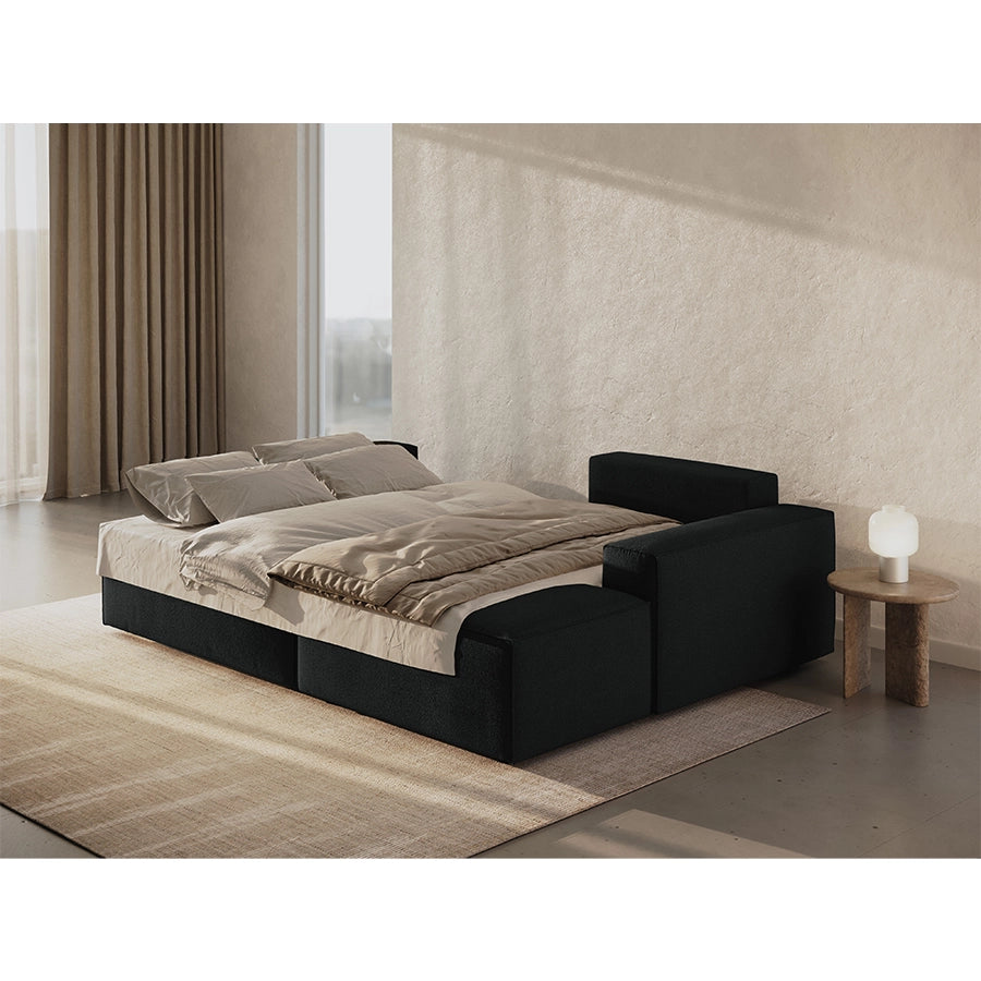 Canapea extensibila cu colt neagra Jodie Boucle Right