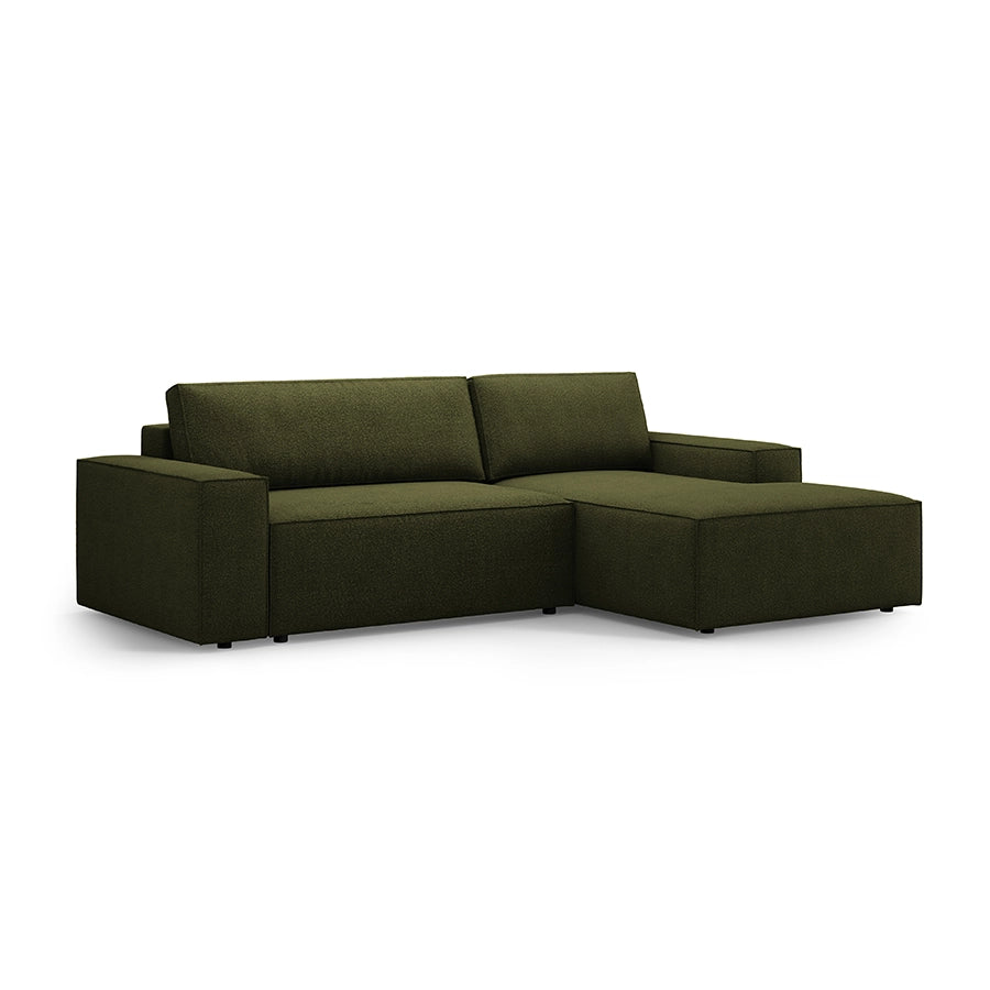 Canapea extensibila cu colt verde Jodie Boucle Right