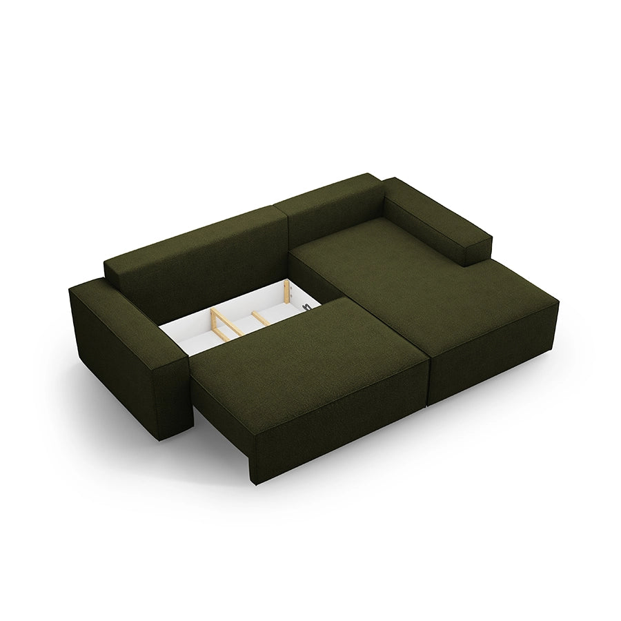 Canapea extensibila cu colt verde Jodie Boucle Right