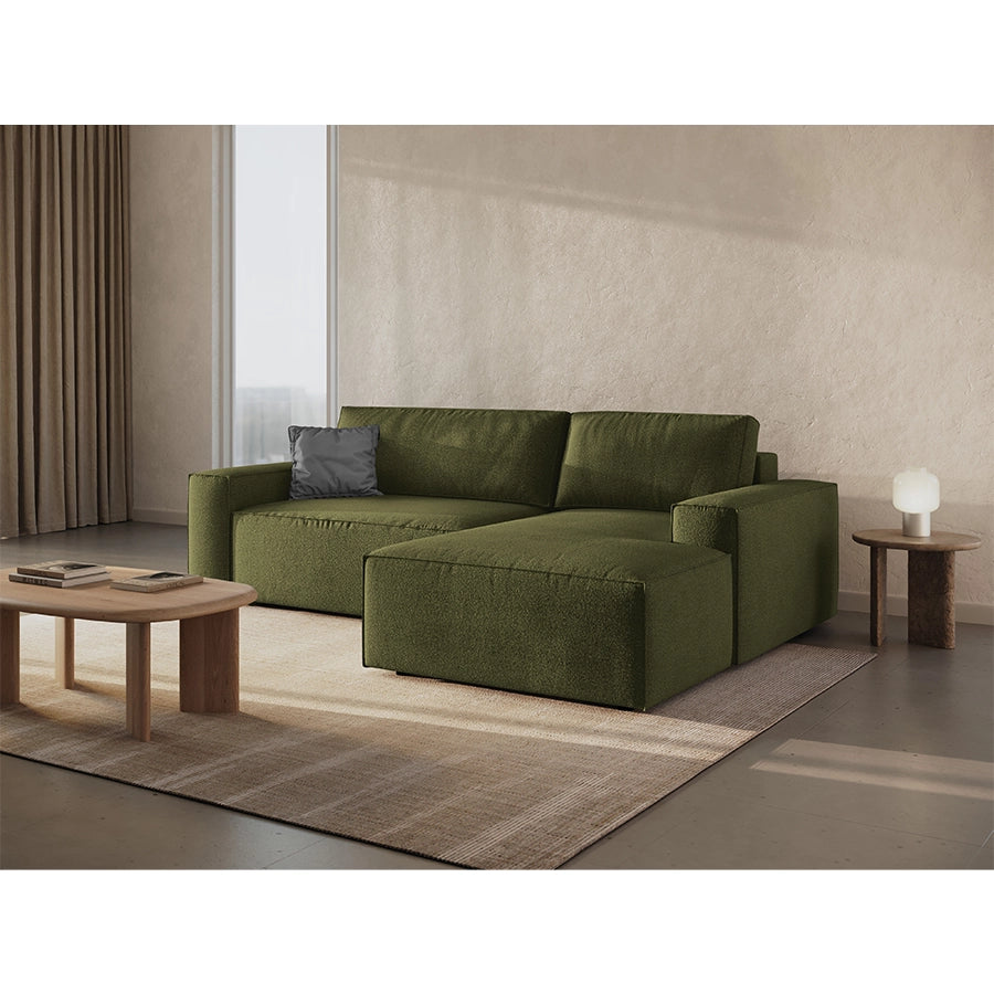 Canapea extensibila cu colt verde Jodie Boucle Right