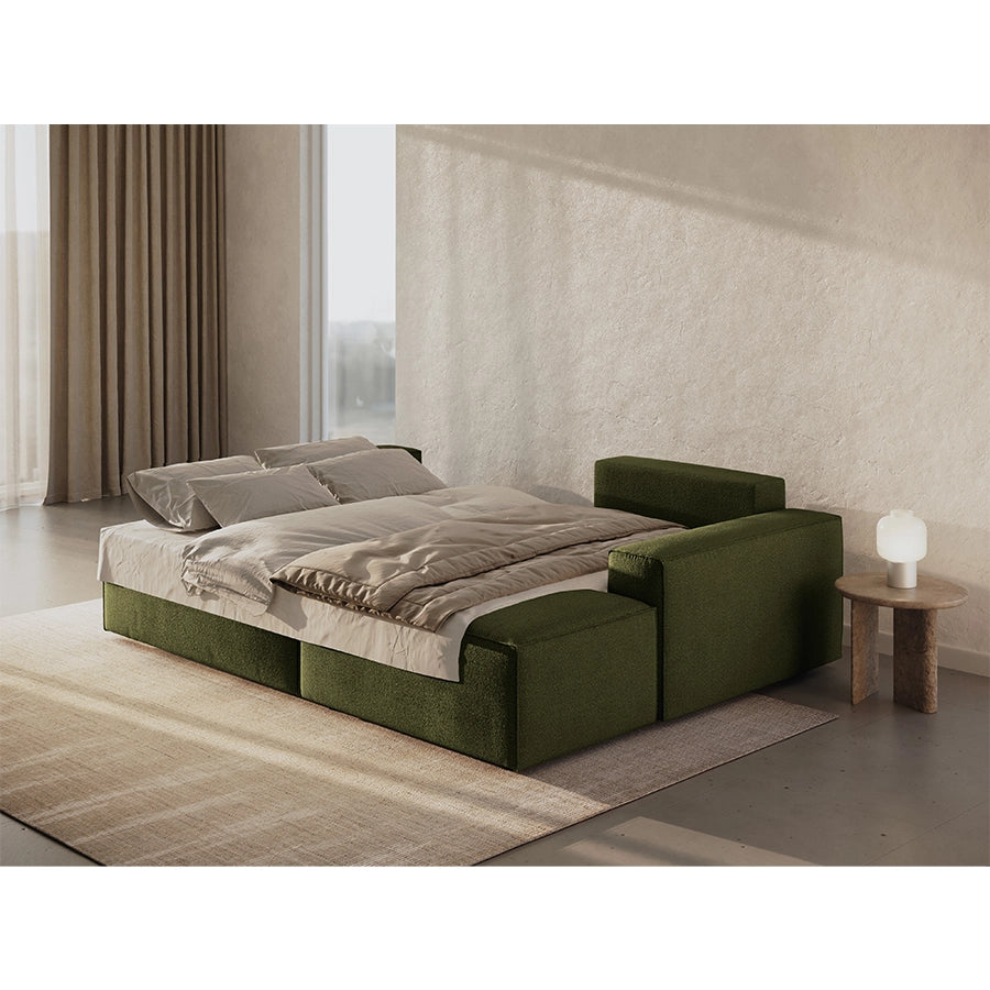 Canapea extensibila cu colt verde Jodie Boucle Right