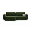 Canapea extensibila cu colt verde din catifea Tonal